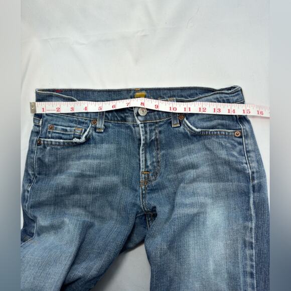 7 For All Mandkind Mid Wash Blue Mid Rise Bootcut Jeans Size 27 - Picture 9 of 11